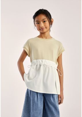 Two Toned Drawstring Waist T Shirt