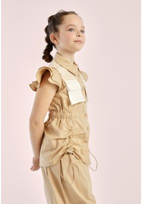 Drawstring Hems Sleeveless Shirt