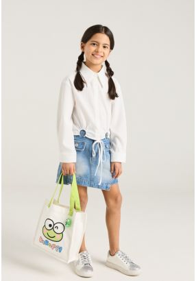 Solid Overlay Denim Skort