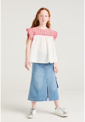 Slit Hems Denim Skirt
