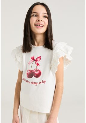 Cherry Embellished T Shirt