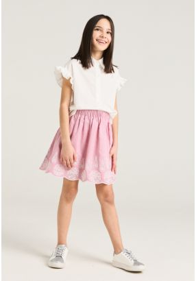 Striped Embroidered Skirt