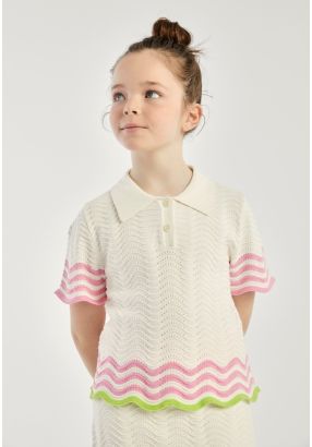 Shirt Collar Knitted Blouse