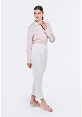 Solid Elasticated Waist Trousers