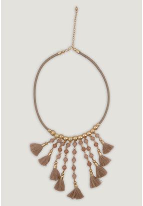 Fringe Bead Tassel Necklace