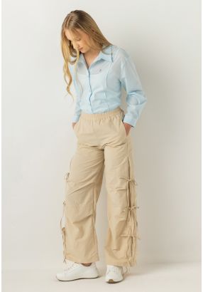 Bow Embellished Cargo Pants