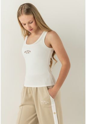 Ribbed Embroidered Tank Top