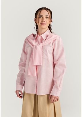 Striped Shirt with Knit Sleeves