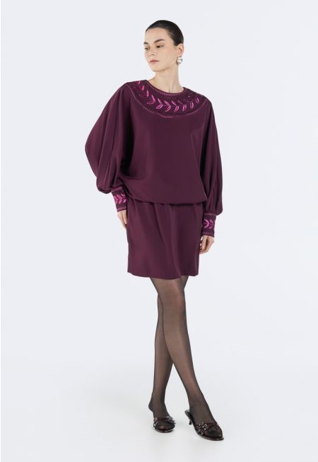 Embroidered Elastic Waist Dress