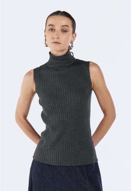 Knitted High Neck Top