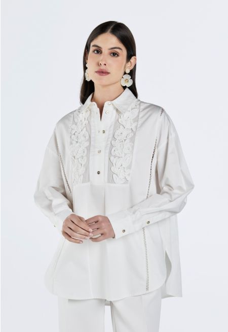 Textured Lace Embellished Blouse