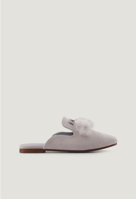 Suede Faux Fur Mules
