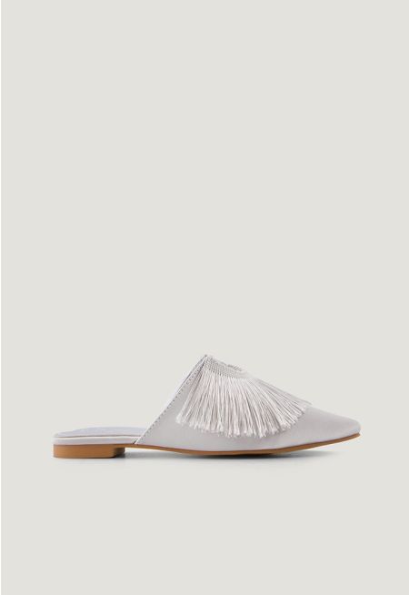 Pointed Toe Tassel Mules