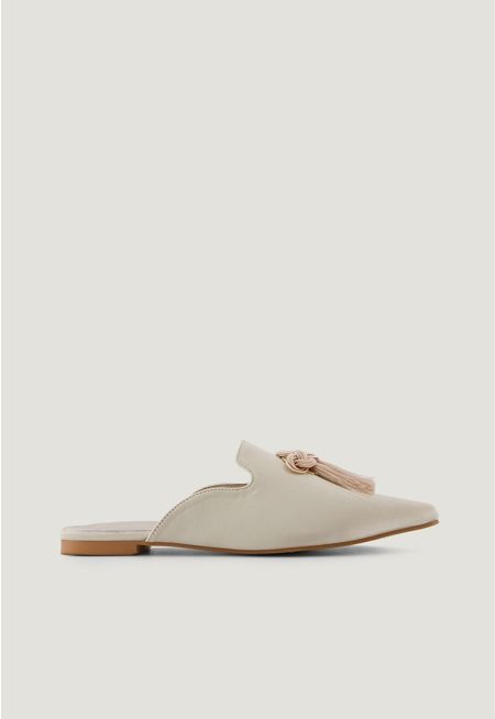 Pointed Toe Tassel Mules