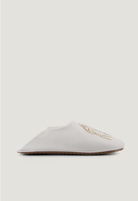 Camel Embellished Flat Mules