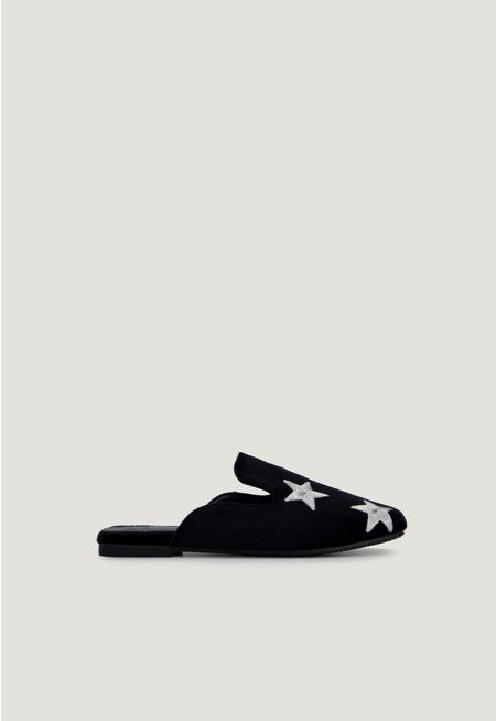 Lurex Star Suede Flat Mules