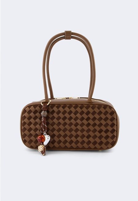 Woven PU Leather Shoulder Bag