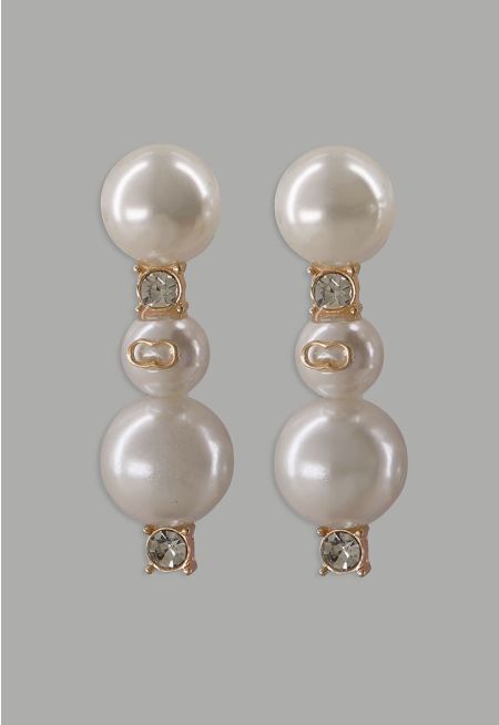 Crystal Faux Pearls Earrings