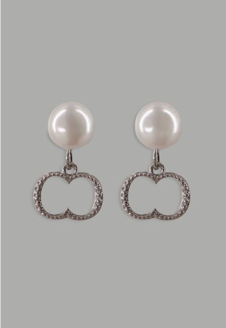 Faux Pearls Monogram Earrings