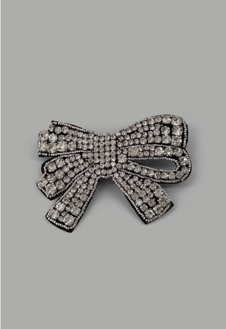 Crystal Embellished Bow Broch