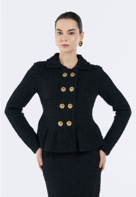 Tweed Ruffled-Hem Jacket