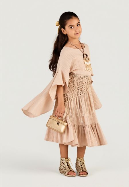 Fringed Macrame Detail Dress