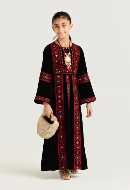 Traditional Embroidered Velvet Dress