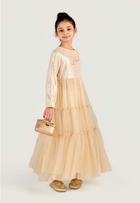 Sequin Tulle Tiered Dress