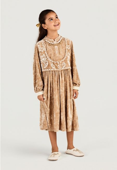 Attached Velvet Vest Dress 