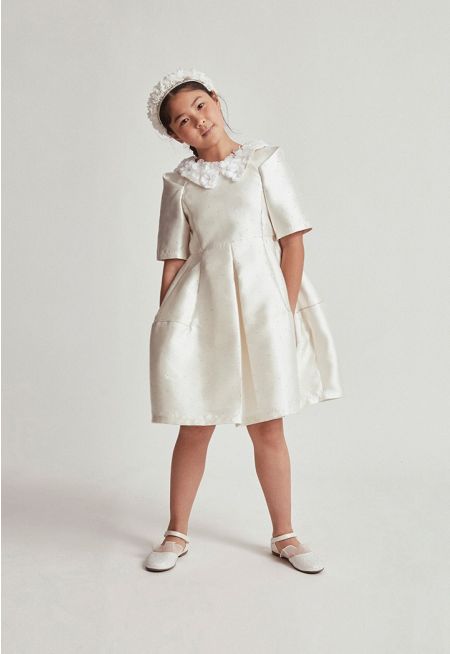 Detachable Floral Collar Crystal Dress