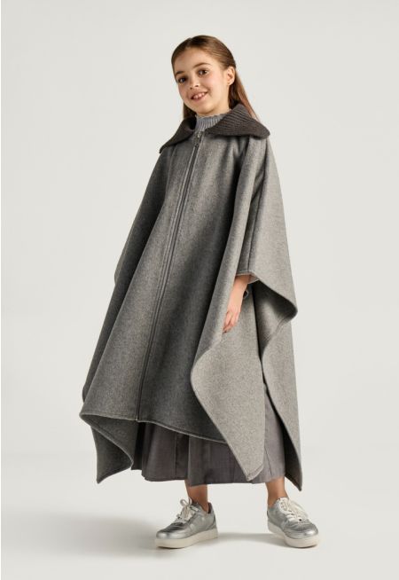 Knitted Collar Winter Abaya