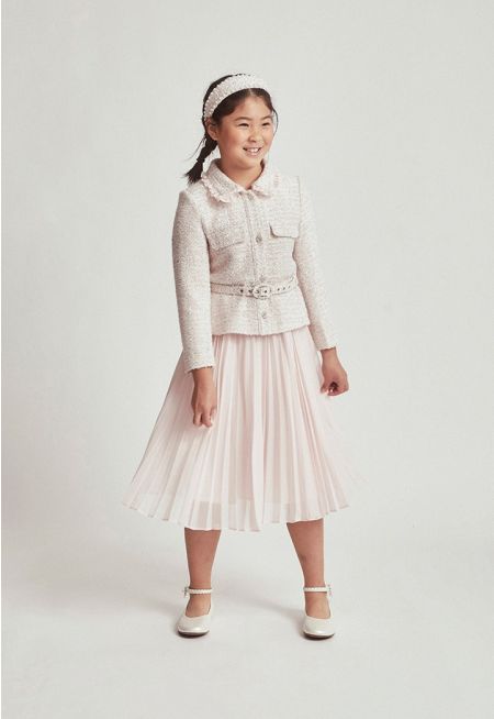 Tweed Top Pleated Dress