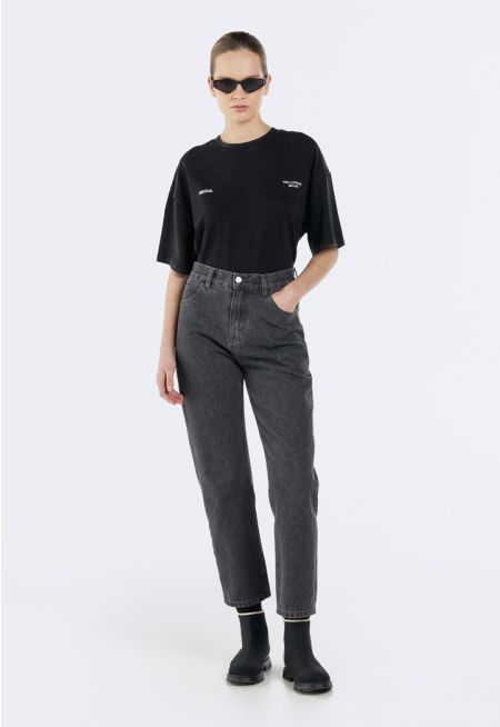 Solid High Waist Jeans