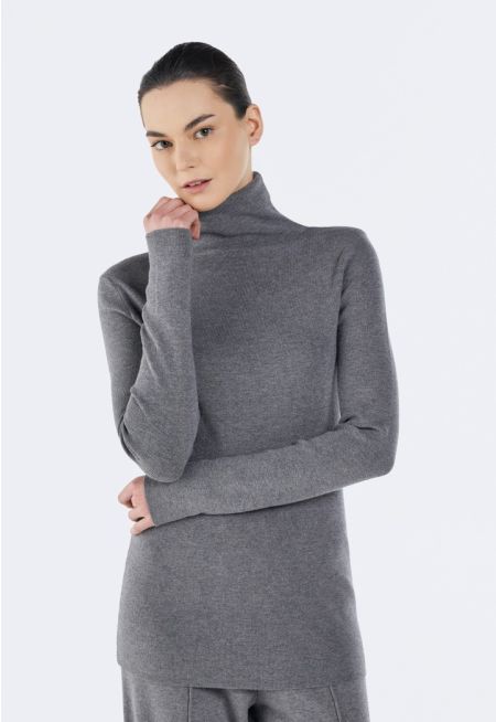 High Neck Knitted Top