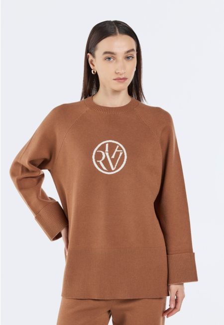 Knitted Sweater with Folded Cuffs