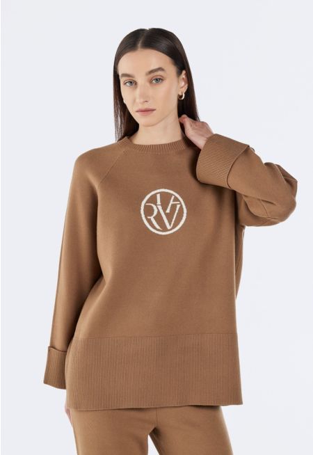 Knitted Sweater with Folded Cuffs