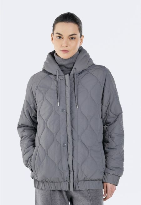 Elastic Hem Quilted Jacket