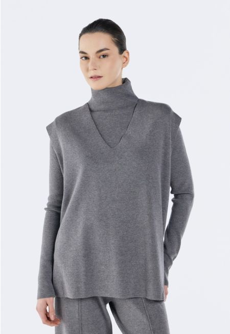 V-Neck Knitted Vest 