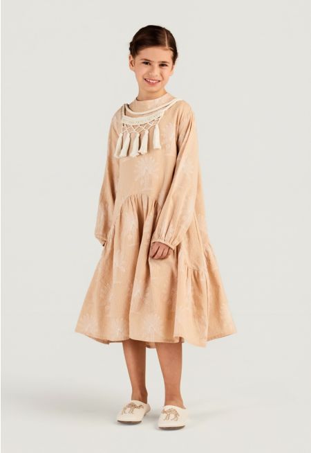 Macrame Tassel Printed Dress