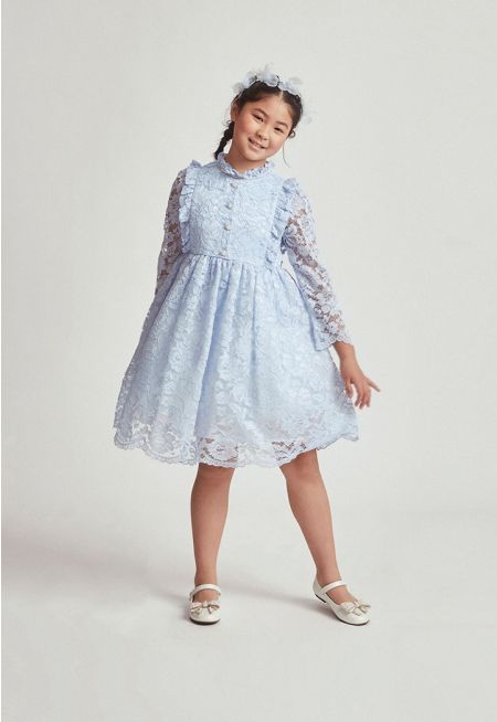 Floral Lace Ruffled Dress