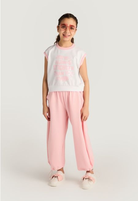 Contrast Top and Pants Set (2pcs)