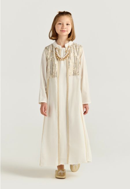 Sequined Embroidered Dress Set (2PCS)