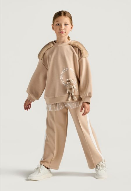 Bear Embellished Casual Set (2PCS)