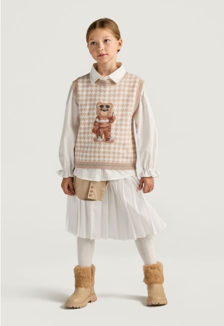 Tie Waist Pleated Skirt