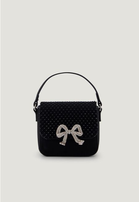 Crystal Mesh Bow Mini Bag
