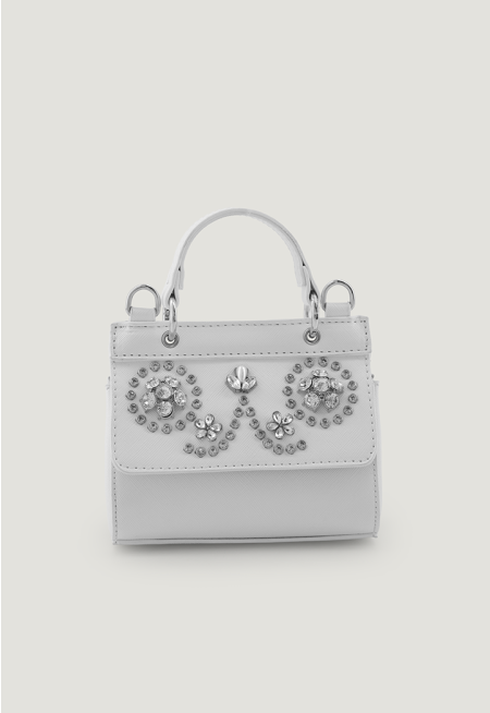 Crystal Flower Top Handle Bag