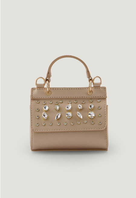 Crystal Embellished Top Handle Bag