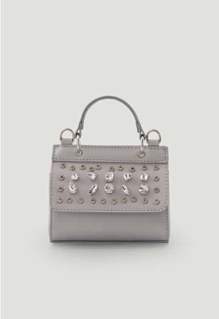 Crystal Embellished Top Handle Bag
