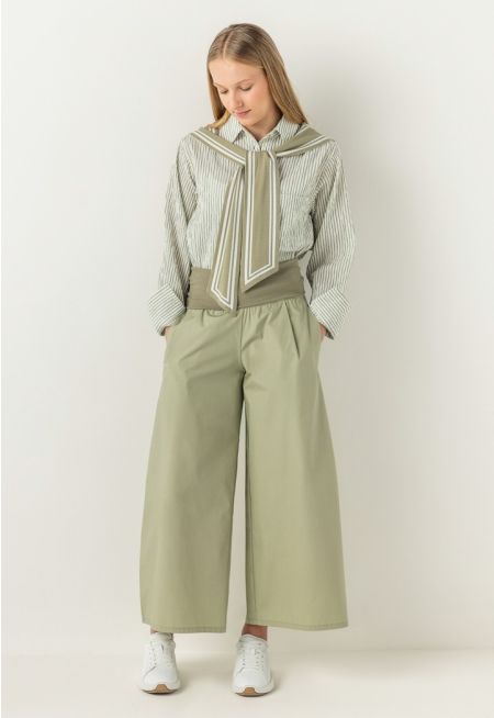 Knitted Waist Palazzo Trousers