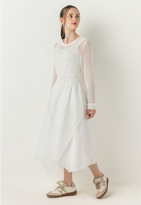 Drawstring Waist Net Skirt